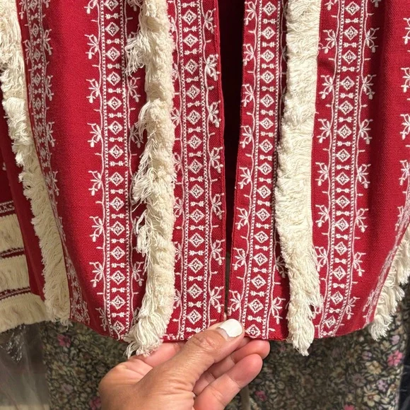 Julia Amory Red Jacket with White Embroidery - Picture 11 of 13